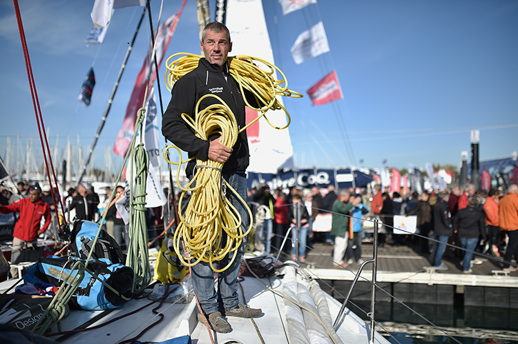 Sébastien Destremau au vendée gloge, cordage Meyer-Sansboeuf